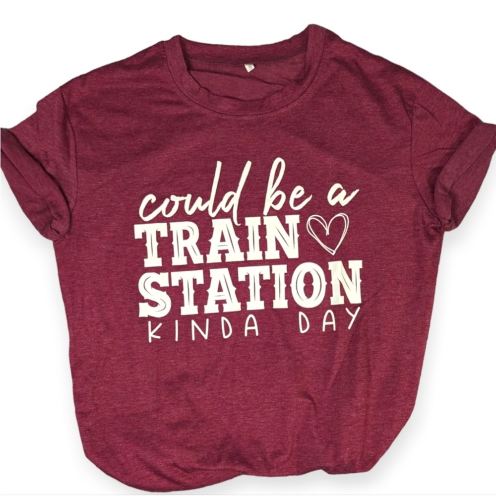 2 For 1  “Could Be A Train Station Kinda Day” 1 Animal Print & 1 Burgundy XL NEW - Picture 6 of 7